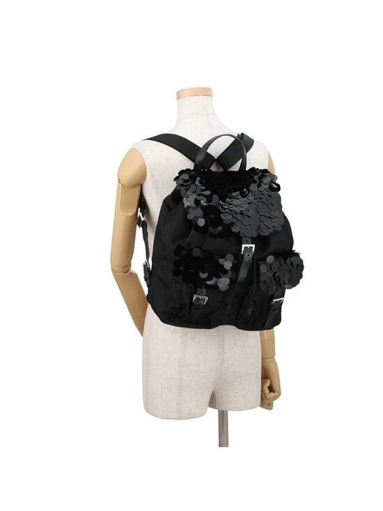 Prada Backpack Nylon Sequin Black main image 6